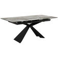 ESSTISCH in Metall, Glas, Keramik 180-230/76/95 cm  - Schwarz/Grau, Design, Glas/Keramik (180-230/76/95cm) - Novel