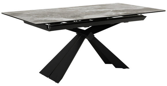 ESSTISCH in Metall, Glas, Keramik 180-230/76/95 cm - Schwarz/Grau, Design, Glas/Keramik (180-230/76/95cm) - Novel