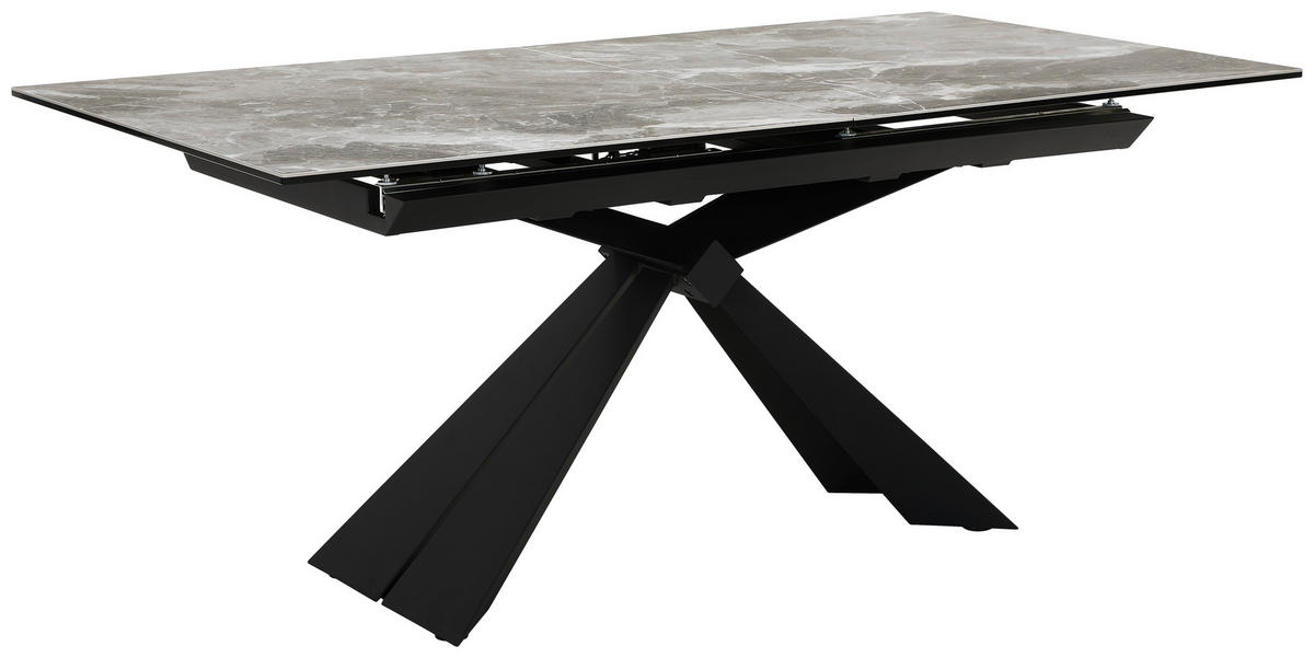 ESSTISCH in Metall, Glas, Keramik 180-230/76/95 cm  - Schwarz/Grau, Design, Glas/Keramik (180-230/76/95cm) - Novel