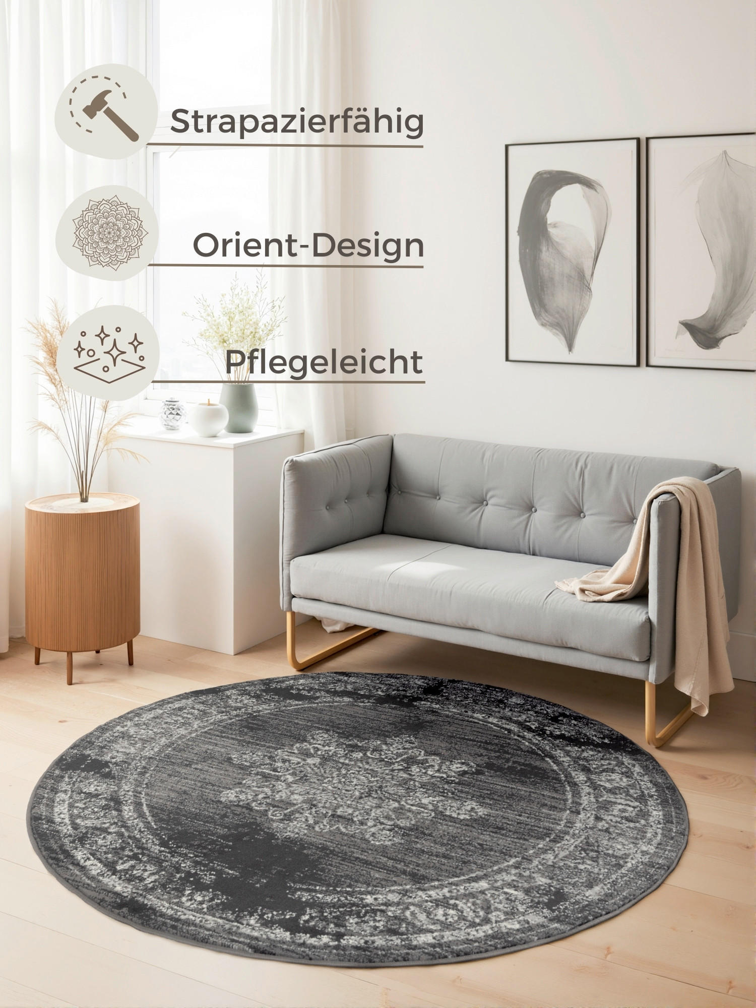 FLACHWEBETEPPICH 120 cm Gloria Grau  - Grau, Design, Kunststoff/Textil (120cm)