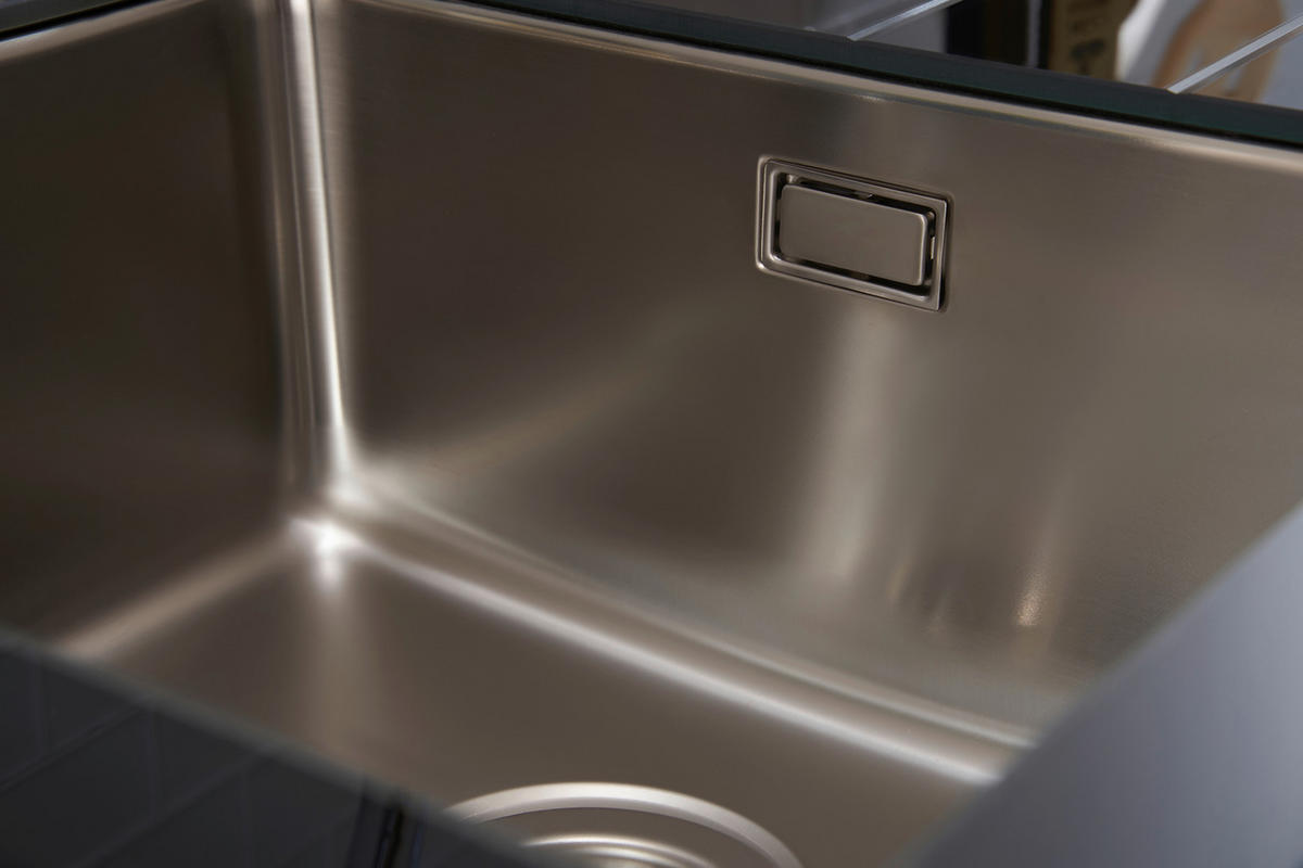 SPÜLE 1720NEWYORK86X50S  - Schwarz, Trend, Glas/Metall (86/21/50cm) - Respekta