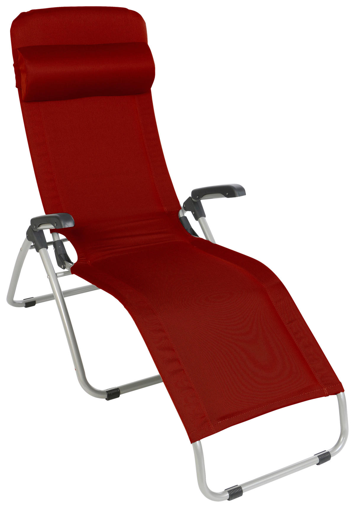 BÄDERLIEGE 69/118/185 cm  - Rot/Alufarben, KONVENTIONELL, Textil/Metall (69/118/185cm)
