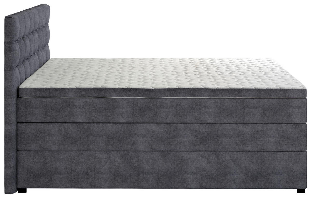 BOXSPRINGBETT 120/200 cm,  in Schwarz, Matratze, Bettkasten, Topper, H3 = fest  - Schwarz, KONVENTIONELL, Kunststoff/Textil (120/200cm) - Boxxx