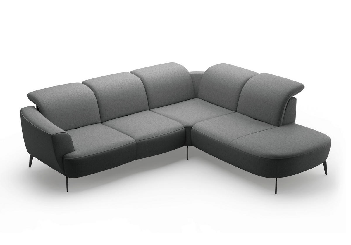ECKSOFA in Flachgewebe Dunkelgrau  300/267 cm  - Dunkelgrau/Schwarz, KONVENTIONELL, Textil/Metall (300/267cm) - Sit & More