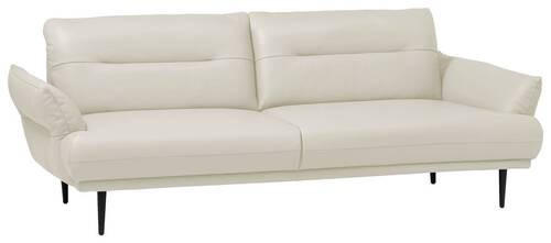3-SITZER-SOFA Lederlook Weiß  - Schwarz/Weiß, Design, Holz/Textil (213/85/96cm) - Livetastic