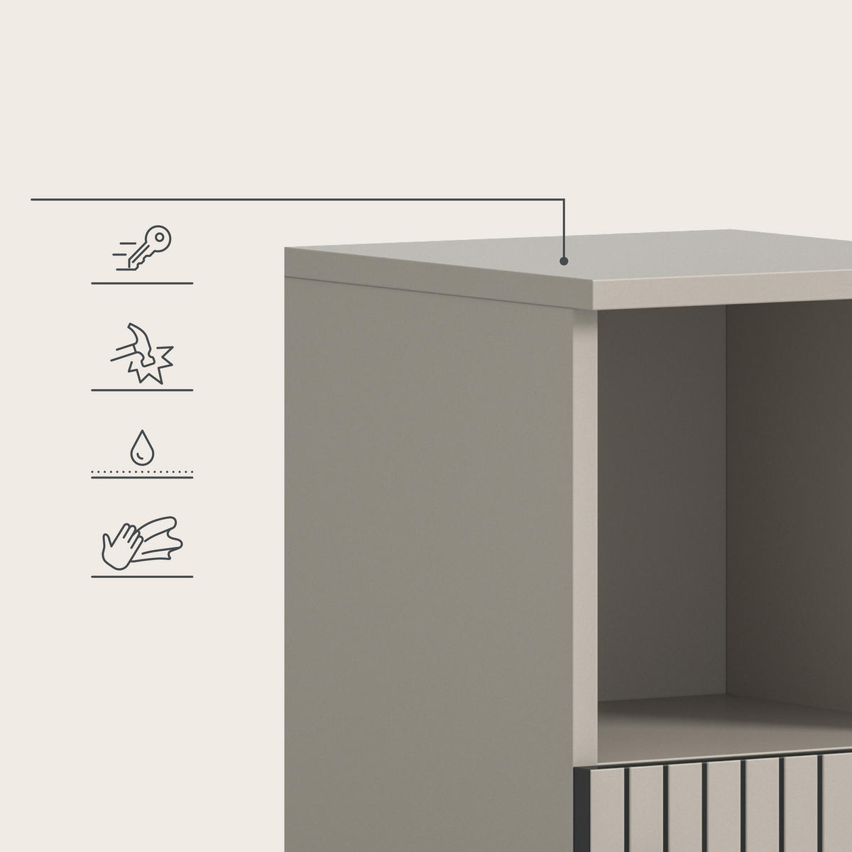 MIDISKÅP  - svart/kashmir, Trend, trämaterial/plast (30/95/30cm) - MID.YOU