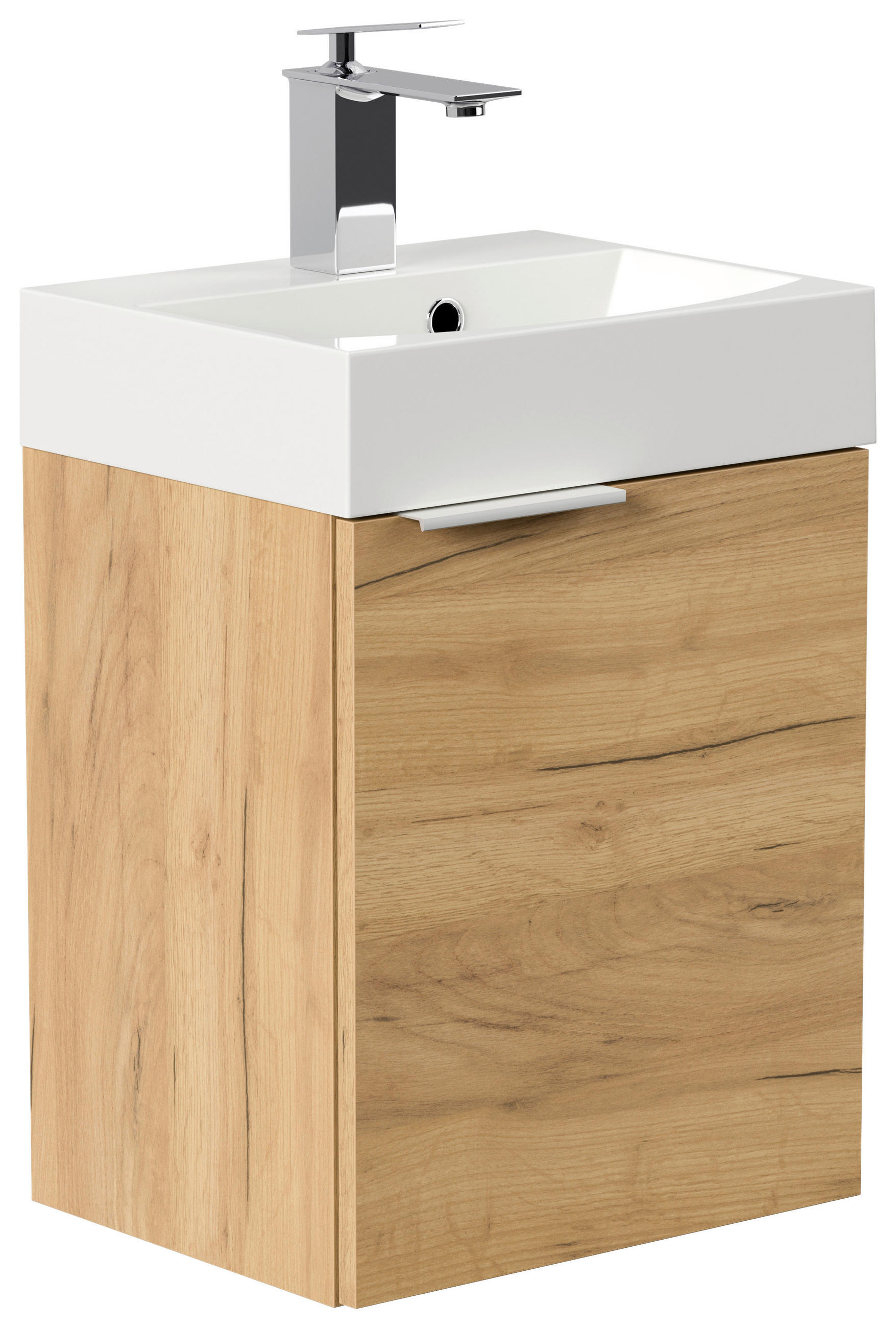 GÄSTEBAD 40 cm  - Eichefarben/Silberfarben, MODERN, Holzwerkstoff/Stein (40cm) - MID.YOU