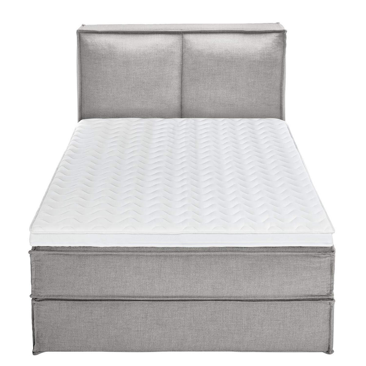 BOXSPRINGBETT 160/220 cm  in Hellgrau  - Hellgrau/Schwarz, Design, Kunststoff/Textil (160/220cm) - home24