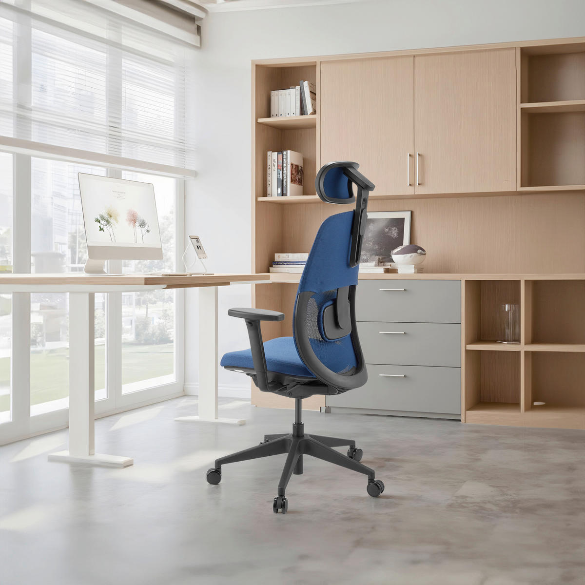 DREHSTUHL Flachgewebe Blau  - Blau/Schwarz, MODERN, Kunststoff/Textil (71/131/66cm) - MID.YOU