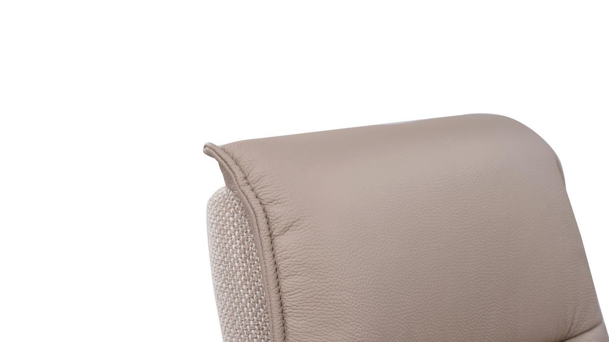 ARMLEHNSTUHL  in Eisen Webstoff Echtleder pigmentiert  - Taupe/Schwarz, Design, Leder/Textil (63/89/65cm) - Novel