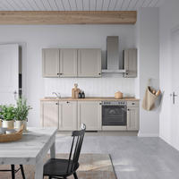 KÜCHENBLOCK 240 cm   in Grau, Eiche dunkel  - Eiche dunkel/Schwarz, MODERN, Holzwerkstoff/Metall (240cm) - Nobilia