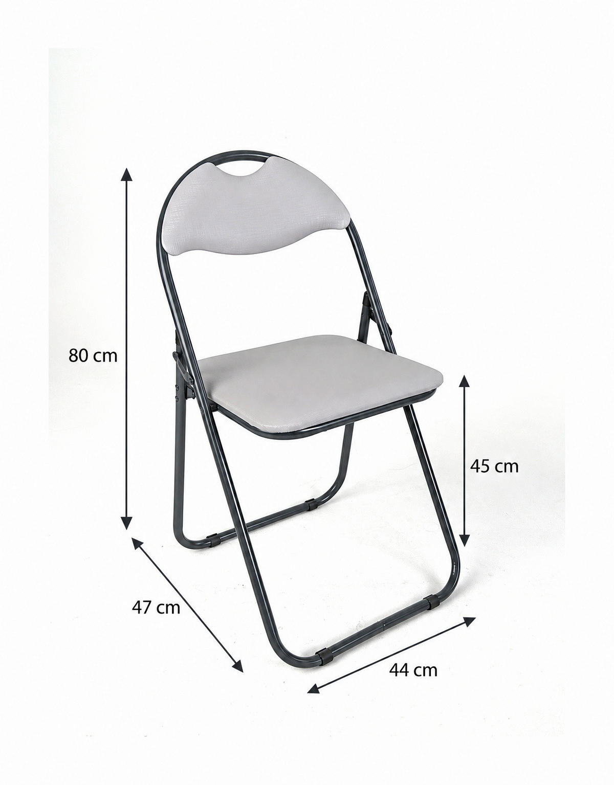 KLAPPSTUHL in Metall, Textil Grau, Schwarz  - Schwarz/Grau, Design, Textil/Metall (44/80/47cm)