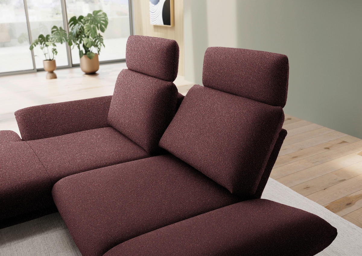 ECKSOFA  in Flachgewebe Bordeaux  155/234 cm  - Bordeaux/Schwarz, Design, Textil/Metall (155/234cm) - Dieter Knoll