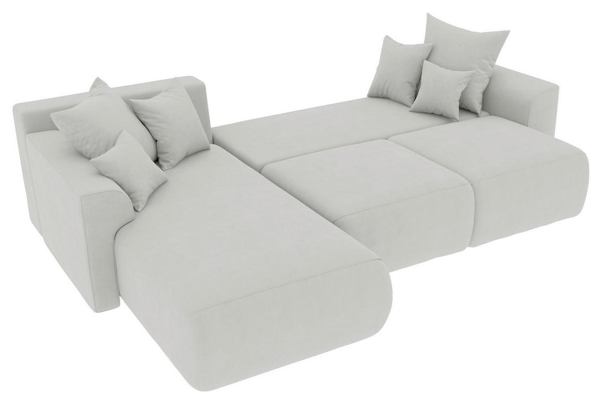ECKSOFA in Velours Hellgrau  195/293 cm  - Chromfarben/Hellgrau, KONVENTIONELL, Kunststoff/Textil (195/293cm) - Carryhome