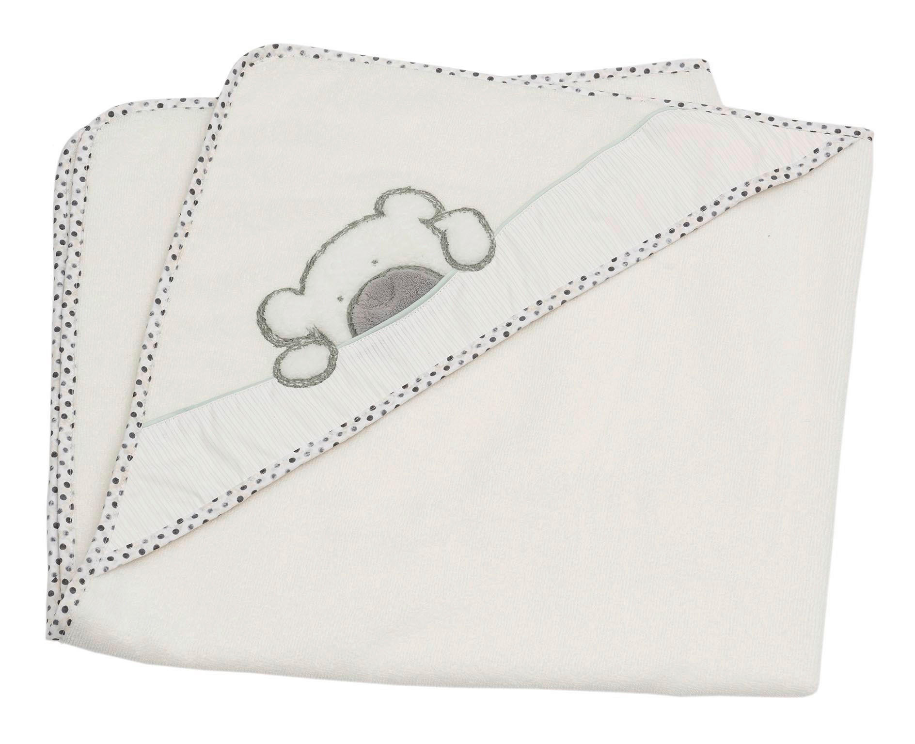 KAPUZENBADETUCH 100/100 cm    - Creme/Grau, Basics, Textil (100/100cm) - Bebe's Collection