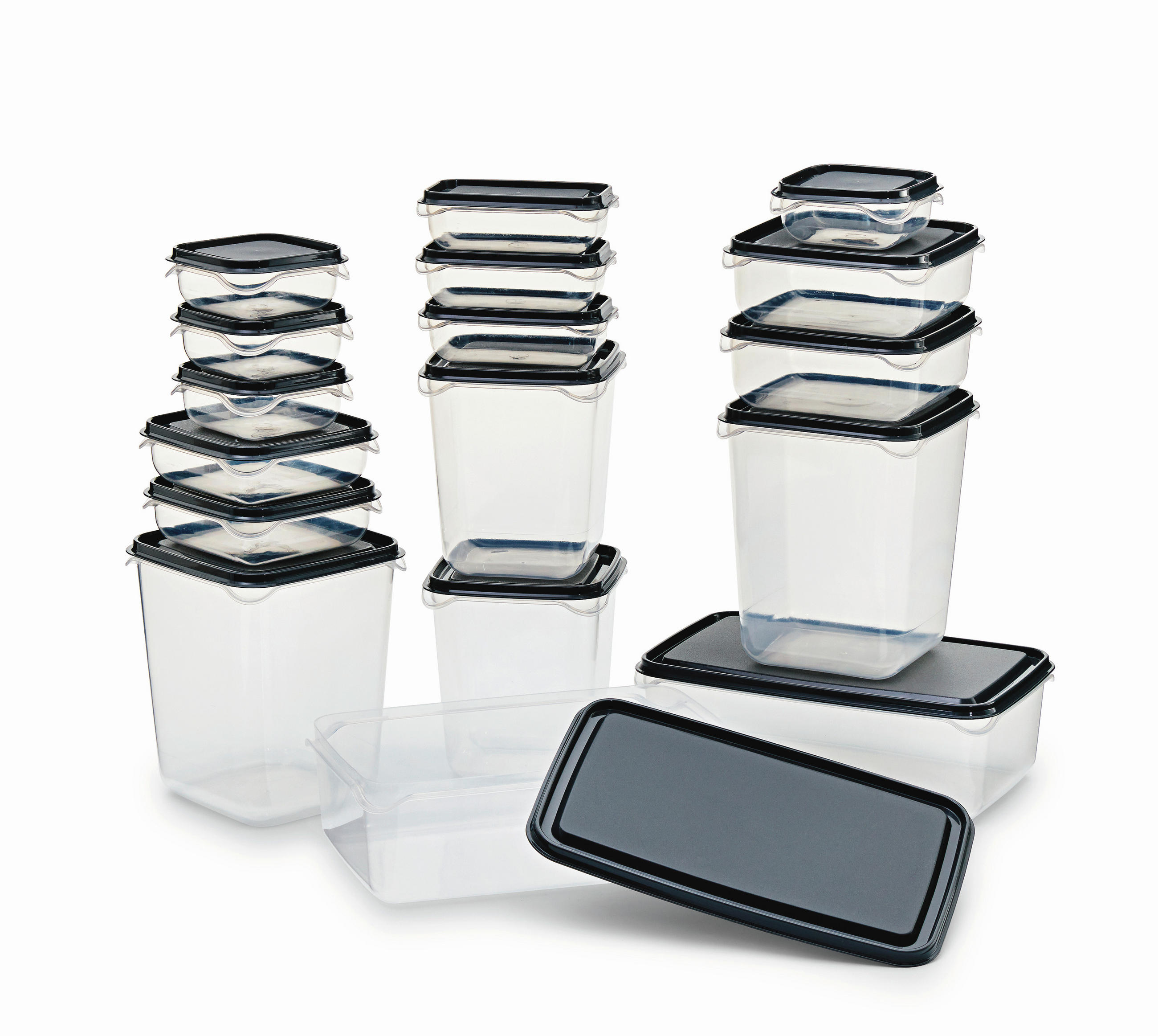 FRISCHHALTEDOSENSET GOURMETmaxx 17-teilig  - Transparent/Anthrazit, Basics, Kunststoff - GOURMETMAXX