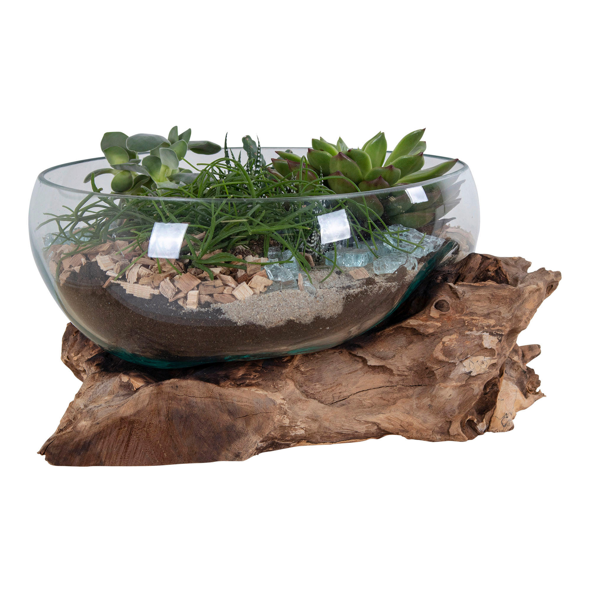 DEKOSCHALE - Klar/Teakfarben, Basics, Glas/Holz (26/20cm)