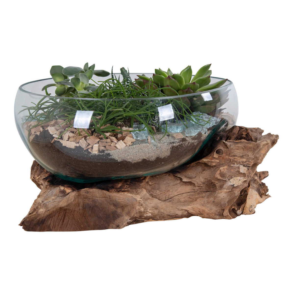 DEKOSCHALE - Klar/Teakfarben, Basics, Glas/Holz (26/20cm)