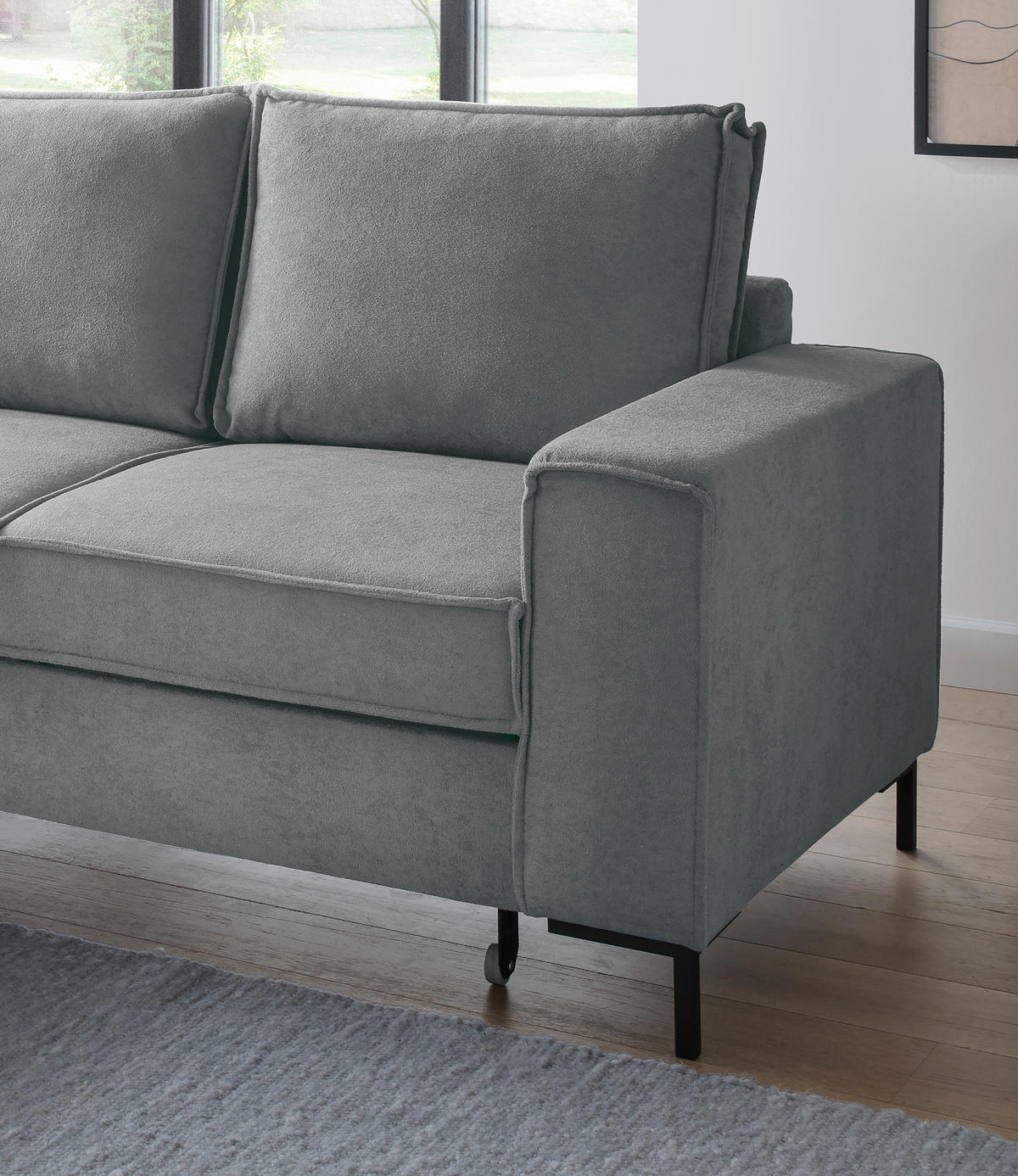 KUTNA GARNITURA tekstil  antracit   - crna/antracit, Moderno, tekstil/metal (150/240cm) - Livetastic