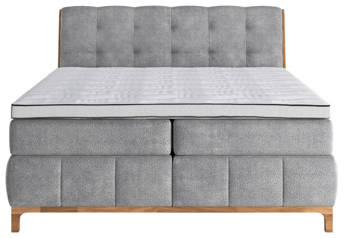 BOXSPRINGBETT 160/200 cm  in Silberfarben  - Eichefarben/Silberfarben, Modern, Holz/Holzwerkstoff (160/200cm) - MID.YOU