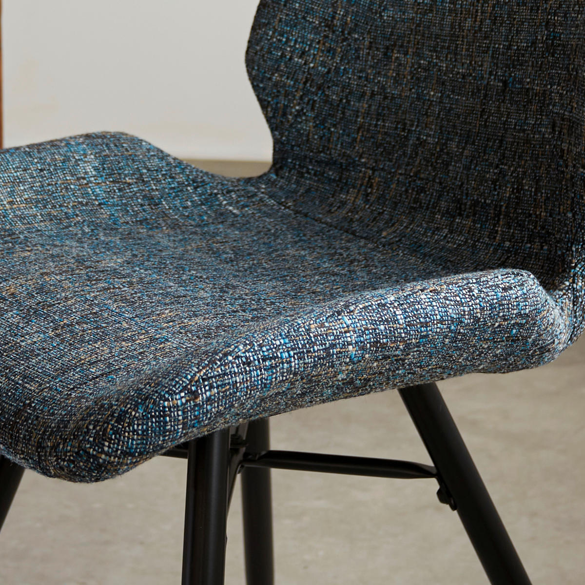STUHL-SET 4 Stück  in Chenille Textil  - Blau/Schwarz, Design, Textil (47/82/55cm) - MID.YOU