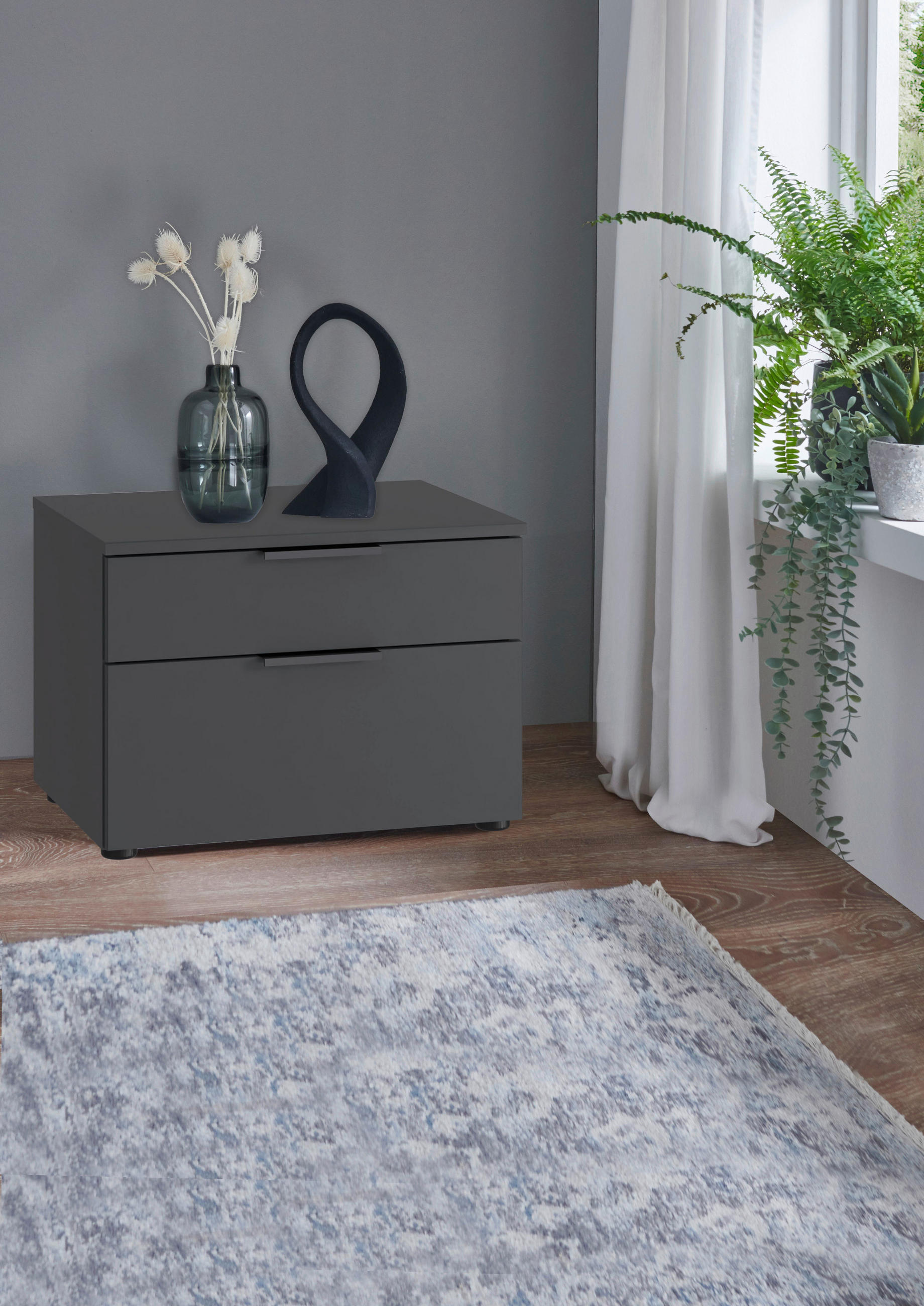 NACHTSCHRANK 54/47/41 cm  - Graphitfarben/Schwarz, Design, Holzwerkstoff/Kunststoff (54/47/41cm) - Boxxx