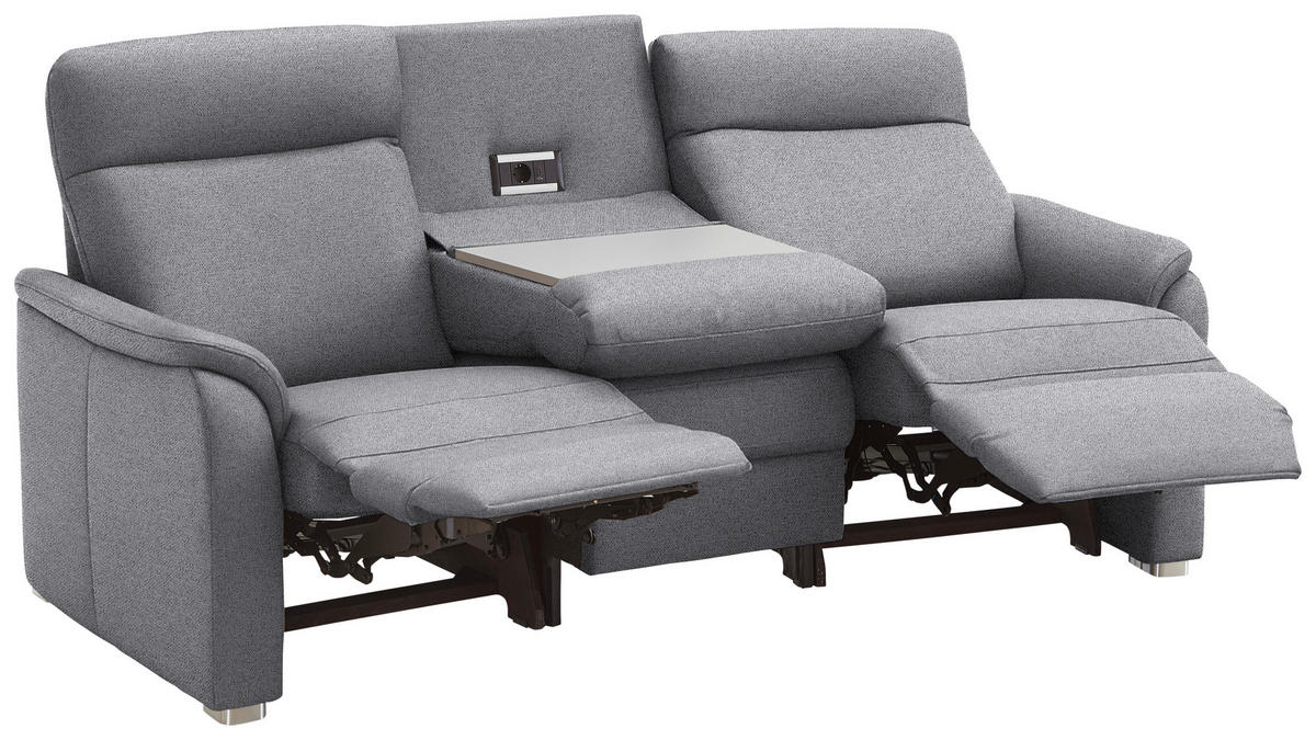TRAPEZSOFA  in Flachgewebe Grau  - Alufarben/Grau, KONVENTIONELL, Textil/Metall (218/107/103cm) - Beldomo Comfort