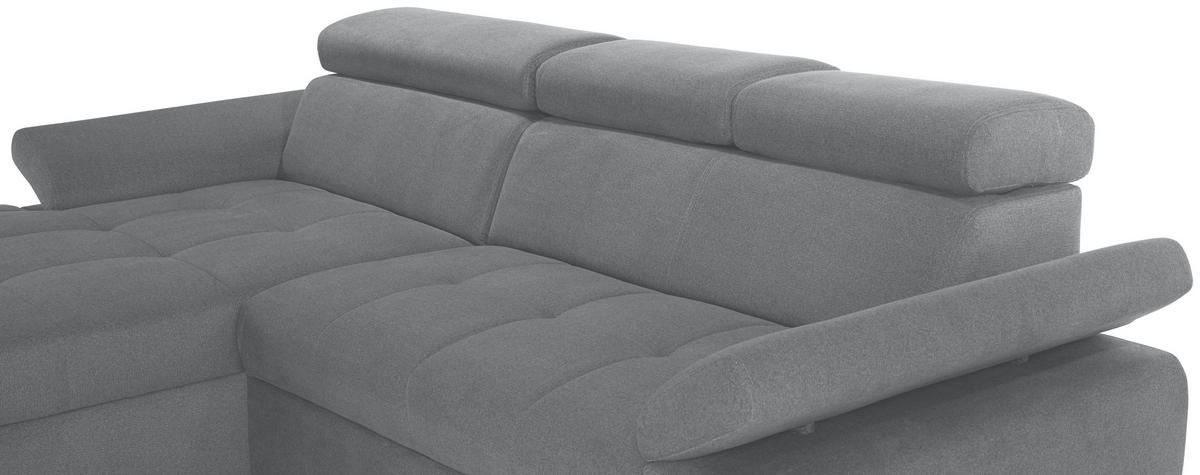 ECKSOFA in Velours Grau  - Silberfarben/Grau, Design, Holz/Textil (183/292cm) - Livetastic
