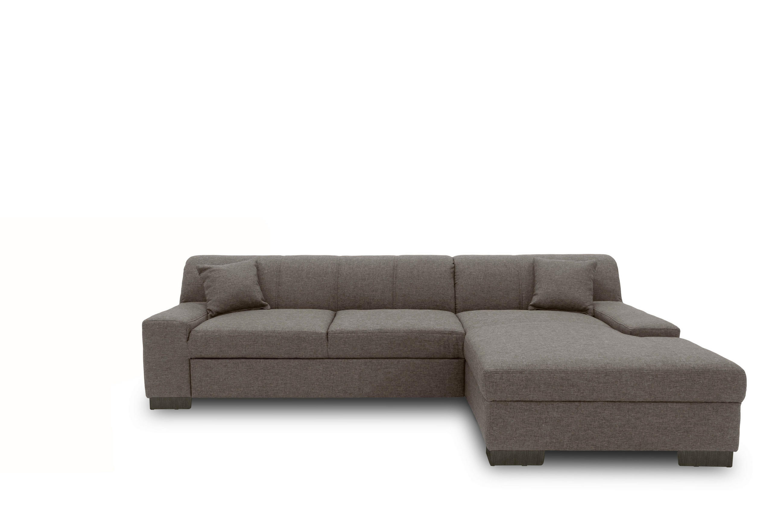ECKSOFA Grau Webstoff  - Wengefarben/Grau, Design, Holz/Textil (268/153cm) - MID.YOU