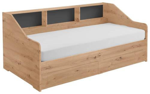 AUSZIEHBETT 90-180/200 cm  in Dunkelgrau, Eiche Artisan  - Dunkelgrau/Buchefarben, KONVENTIONELL, Holzwerkstoff (90-180/200cm) - Boxxx