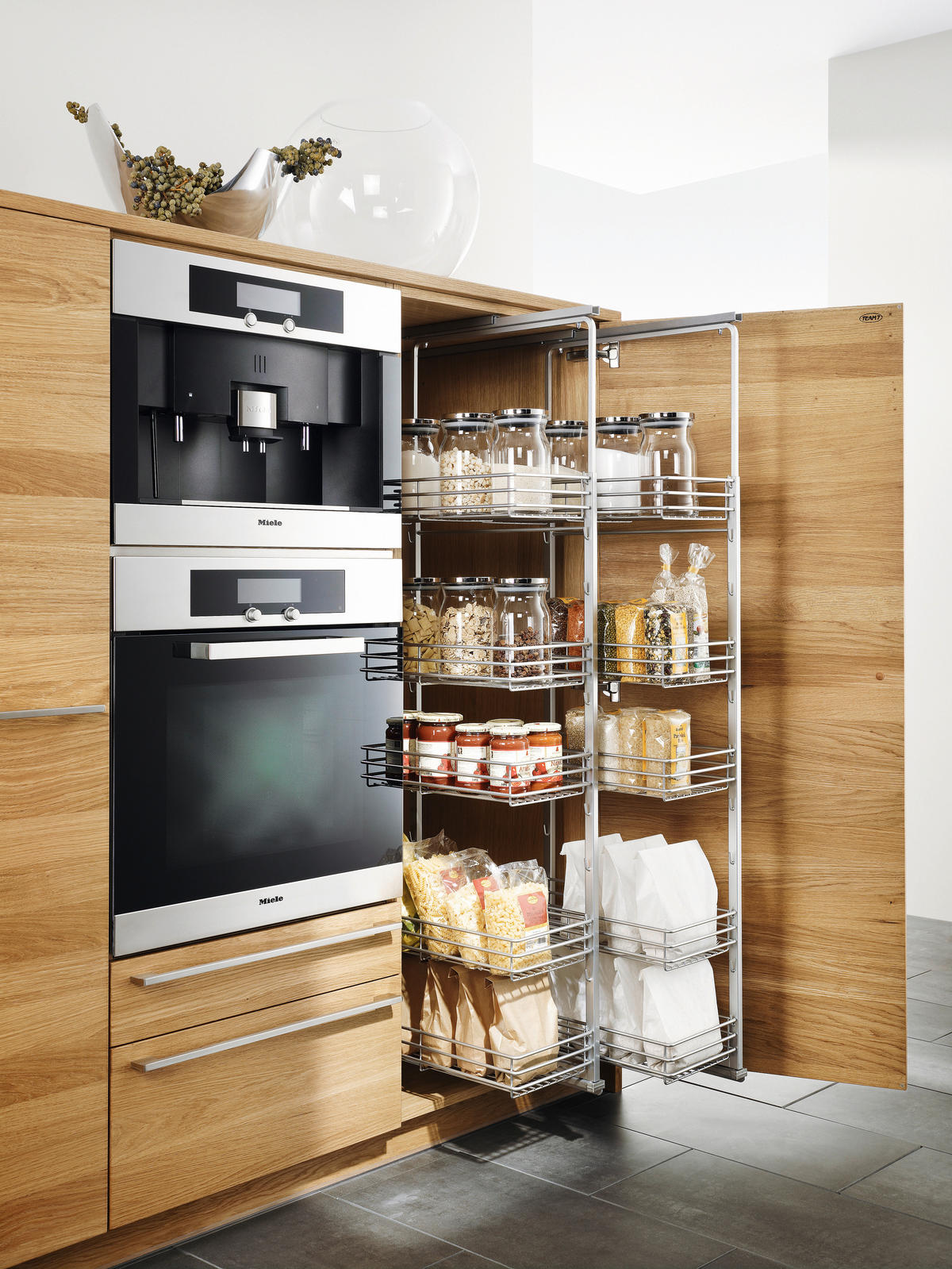 EINBAUKÜCHE LINEE  - Eichefarben/Weiß, Design, Karton/Holz - Team 7