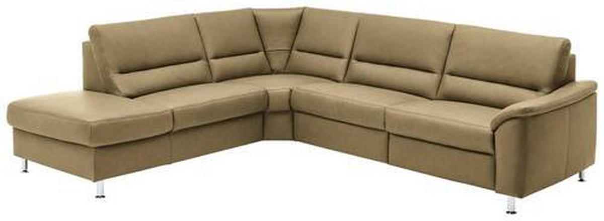 ECKSOFA in Echtleder Grün  - Alufarben/Grün, Basics, Leder/Metall (249/290cm) - Beldomo Premium