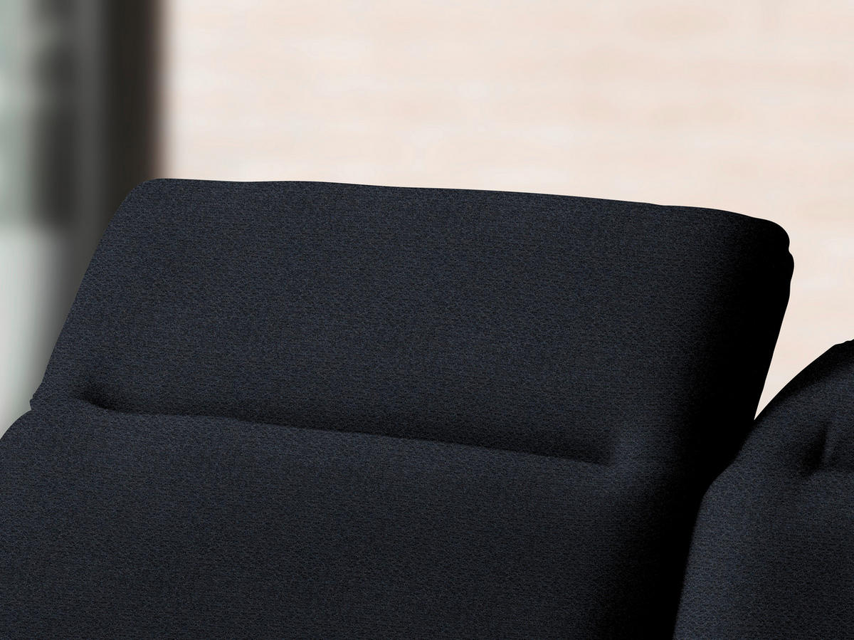 ECKSOFA in Chenille Dunkelblau  - Schwarz/Dunkelblau, Design, Textil/Metall (180/289cm) - Stylife