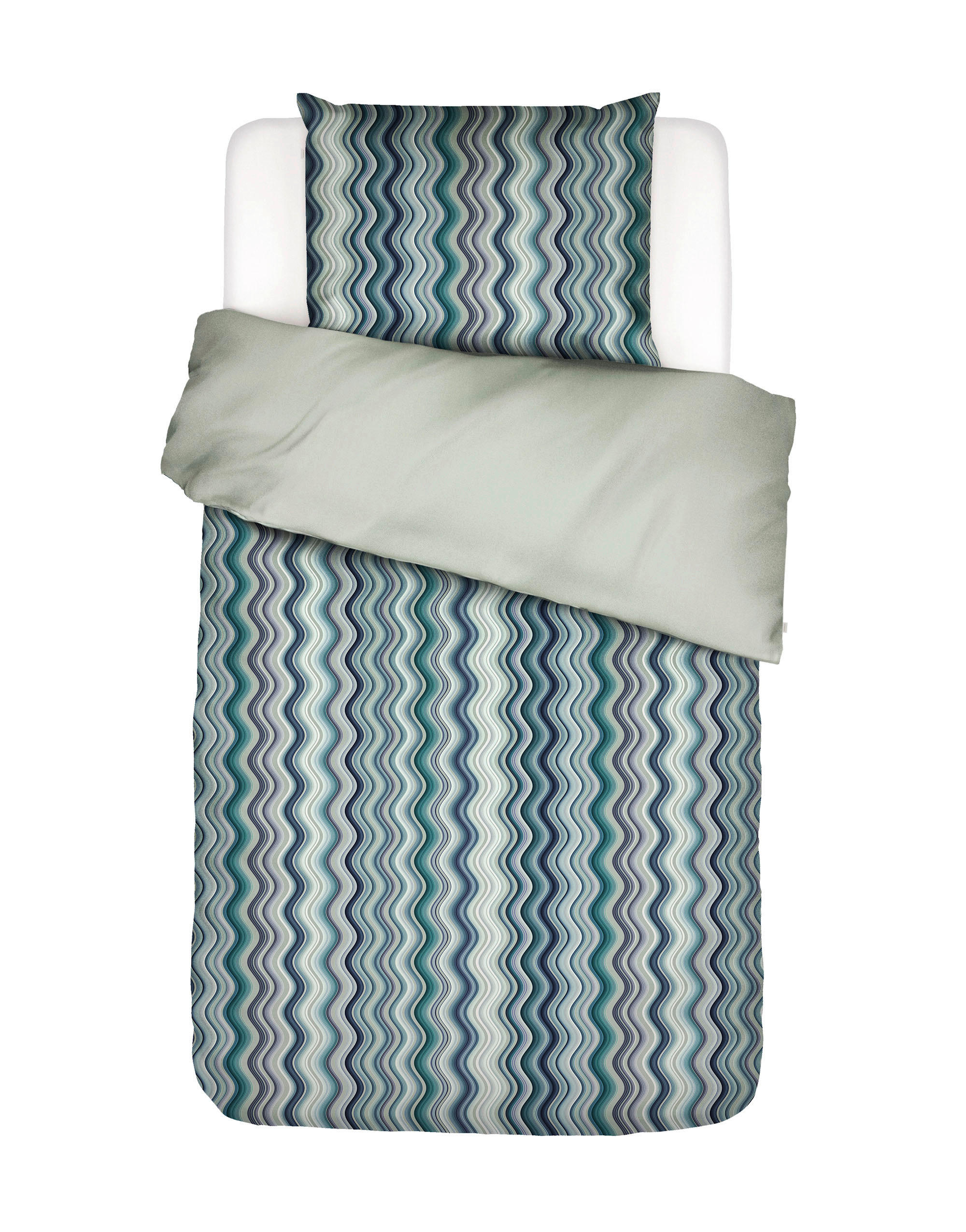 WENDEBETTWÄSCHE SOL Satin  - Grün, Basics, Textil (155/220cm) - Essenza