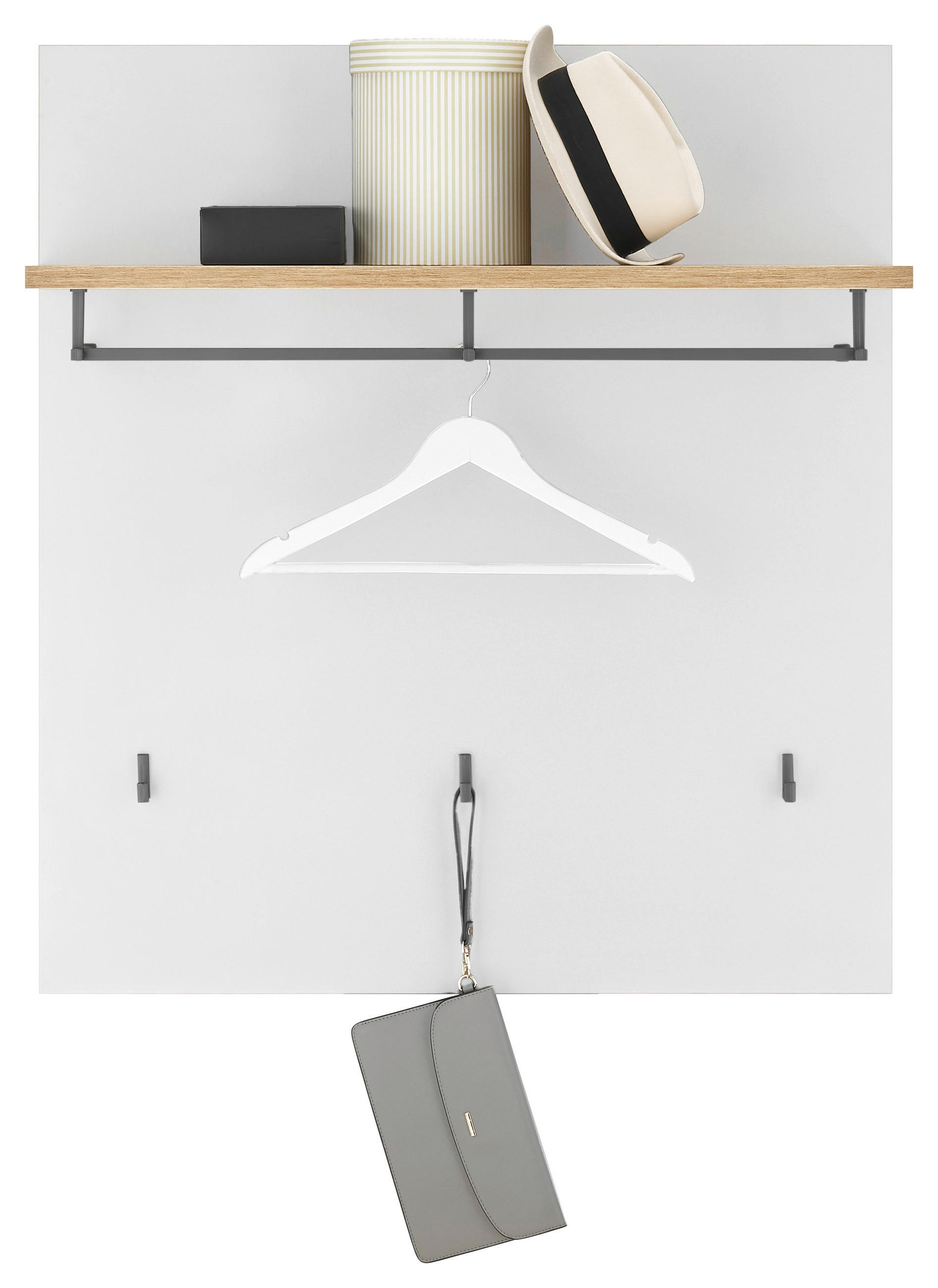 Garderobenpaneel Milan Weiß/ Eiche Dekor +hutablage B: 85cm