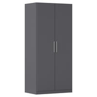 DREHTÜRENSCHRANK 91/197/54 cm,  in Grau, 2-türig  - Alufarben/Grau, KONVENTIONELL, Holzwerkstoff/Kunststoff (91/197/54cm) - home24