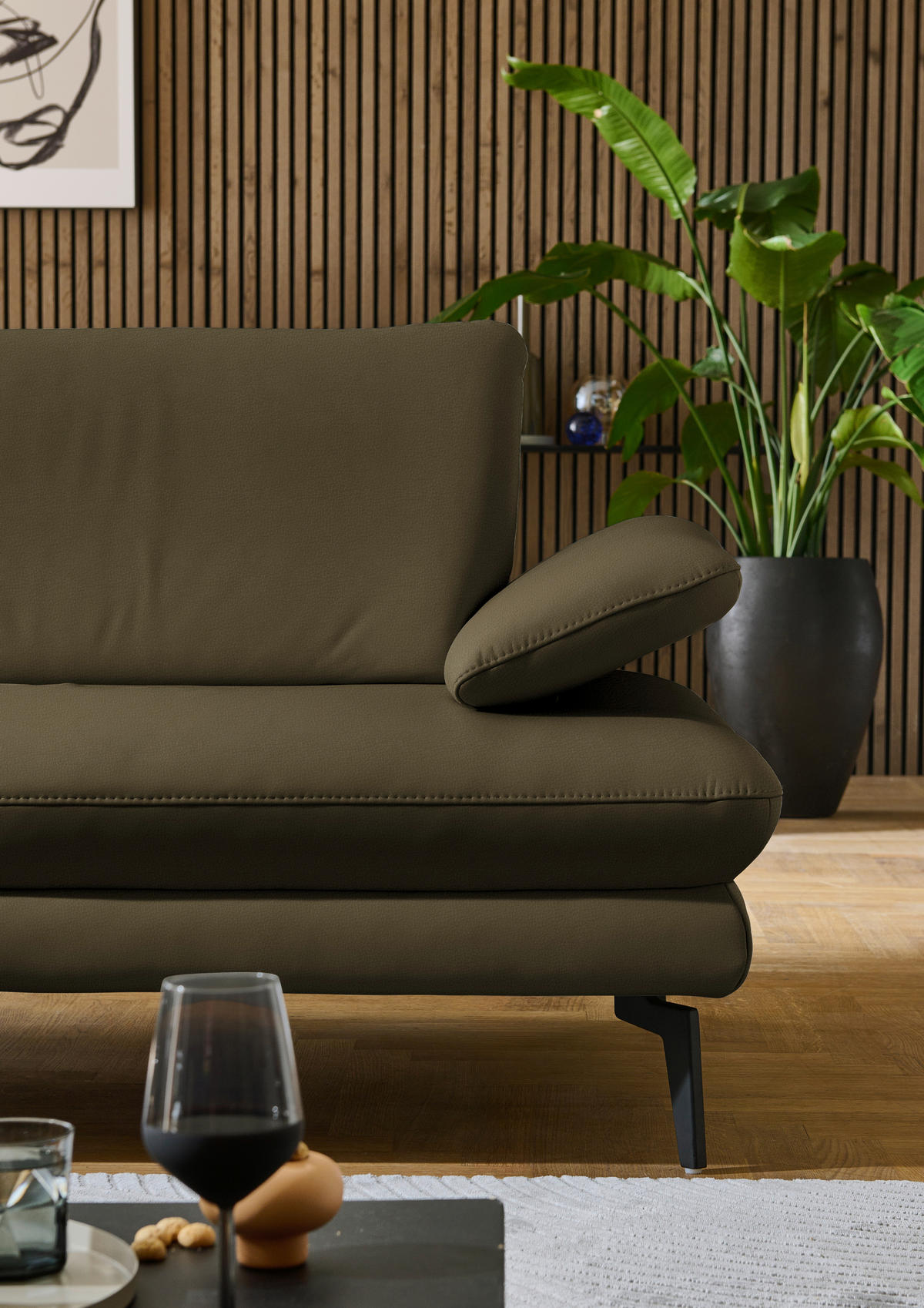 ECKSOFA in Echtleder Grün  - Schwarz/Grün, Design, Leder/Metall (195/308cm) - Dieter Knoll