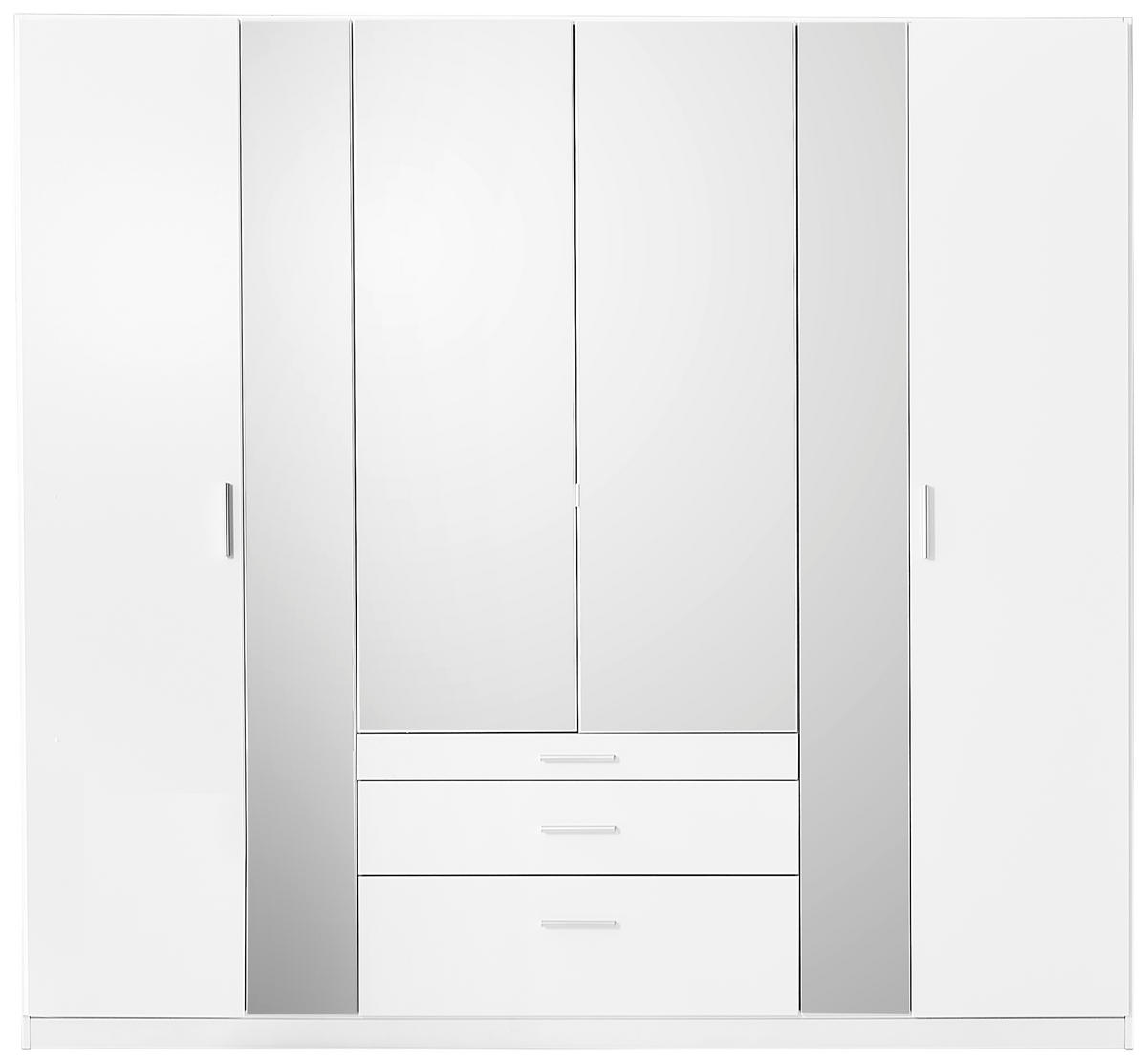 KLEIDERSCHRANK 226/210/54 cm 6-türig Weiß  - Alufarben/Weiß, KONVENTIONELL, Glas/Holzwerkstoff (226/210/54cm) - Ti'me