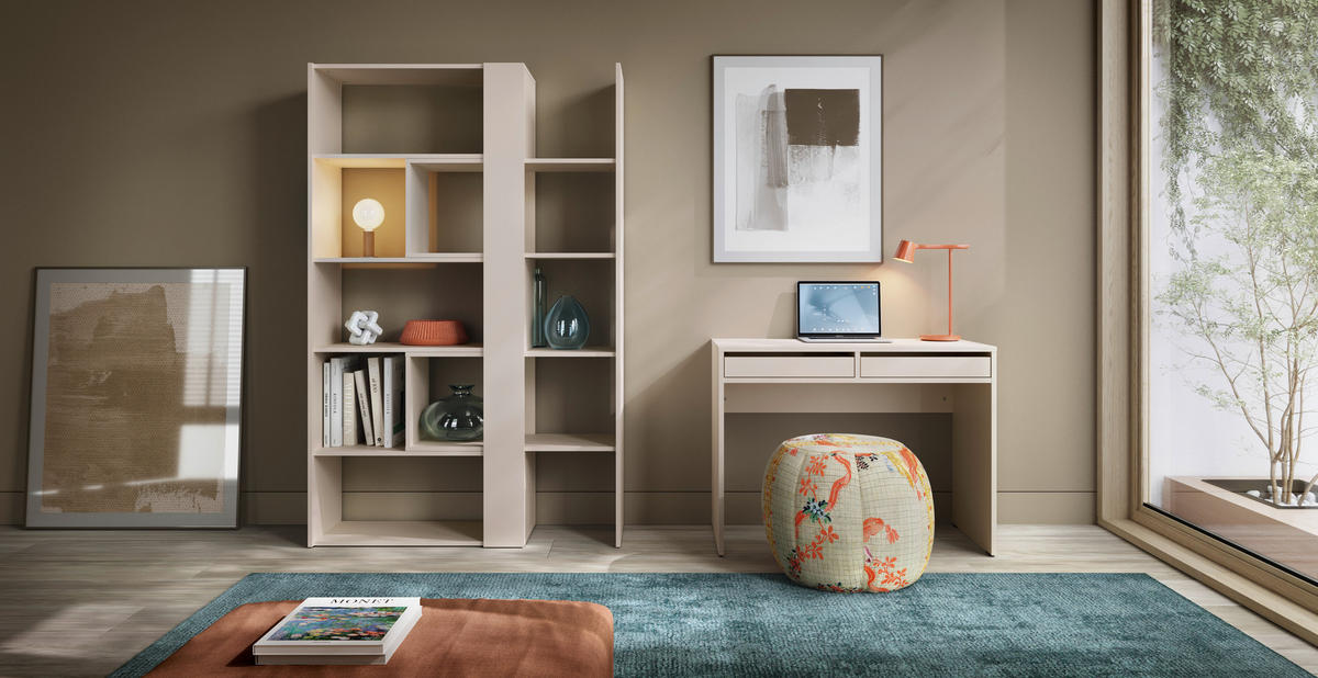 REGÁL, kašmírová, 82-146/180/35 cm - kašmírová, Modern, kompozitné drevo/plast (82-146/180/35cm)