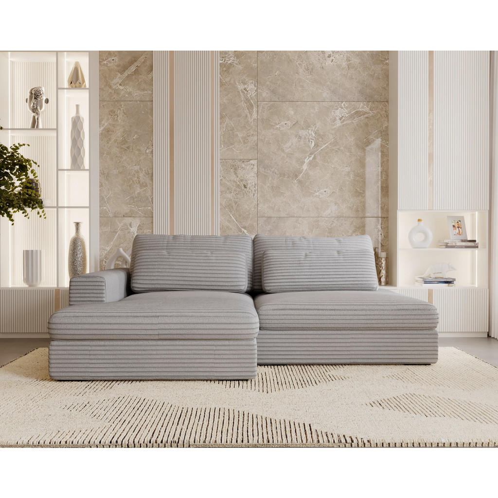 Thumbnail - home24 Ecksofa, Grau, Textil, 3-Sitzer, Füllung: Schaumstoffflocken,Schaumstoffflocken, Ottomane links, L-Form, 223x158 ...