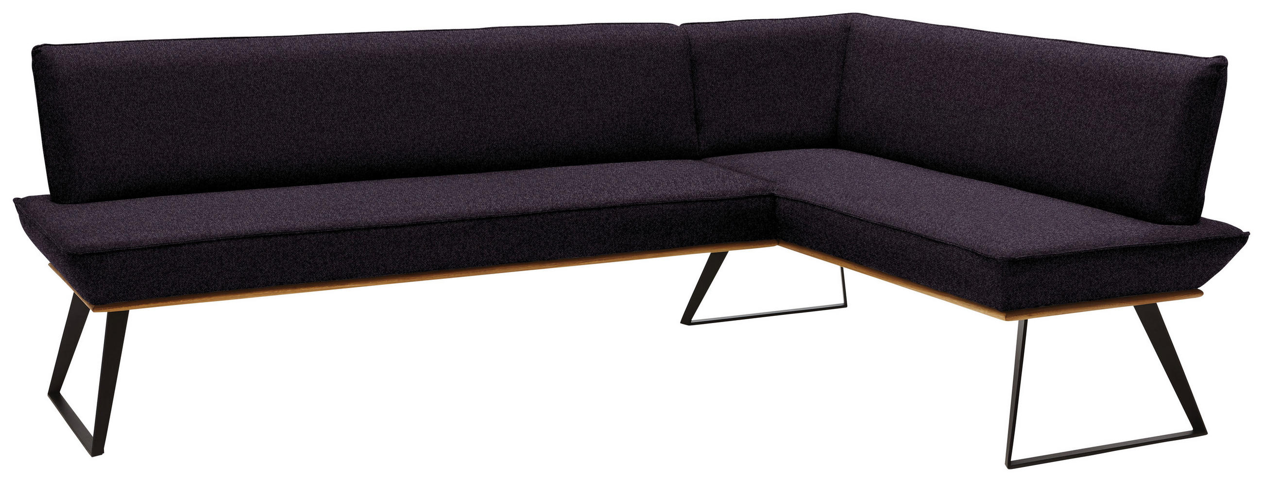 Thumbnail - Voleo Eckbank, Schwarz, Eiche, Holz, Metall, Textil, Eiche, massiv, 5-Sitzer, L-Form, 243x163 cm, Stoffauswahl, in den F...