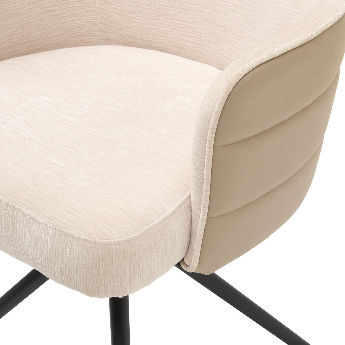 ARMLEHNSTUHL  in Eisen Lederlook, Webstoff  - Beige/Schwarz, KONVENTIONELL, Textil/Metall (58/82/64cm) - MID.YOU