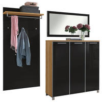 GARDEROBE 3-teilig  in 215/195/37 cm  - Eichefarben/Anthrazit, Design, Glas/Holz (215/195/37cm)
