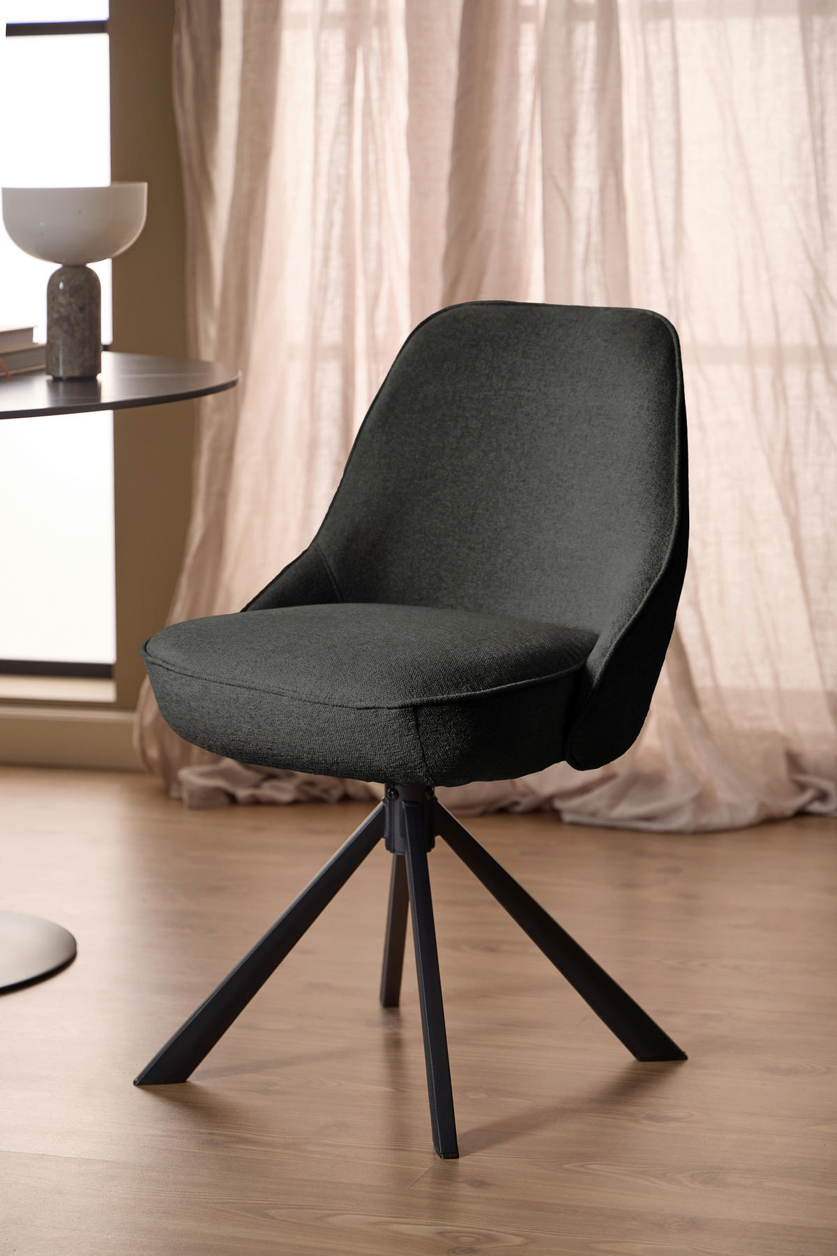 STUHL Flachgewebe Dunkelgrau  - Dunkelgrau/Schwarz, Trend, Textil/Metall (52/83,5/56cm) - MID.YOU