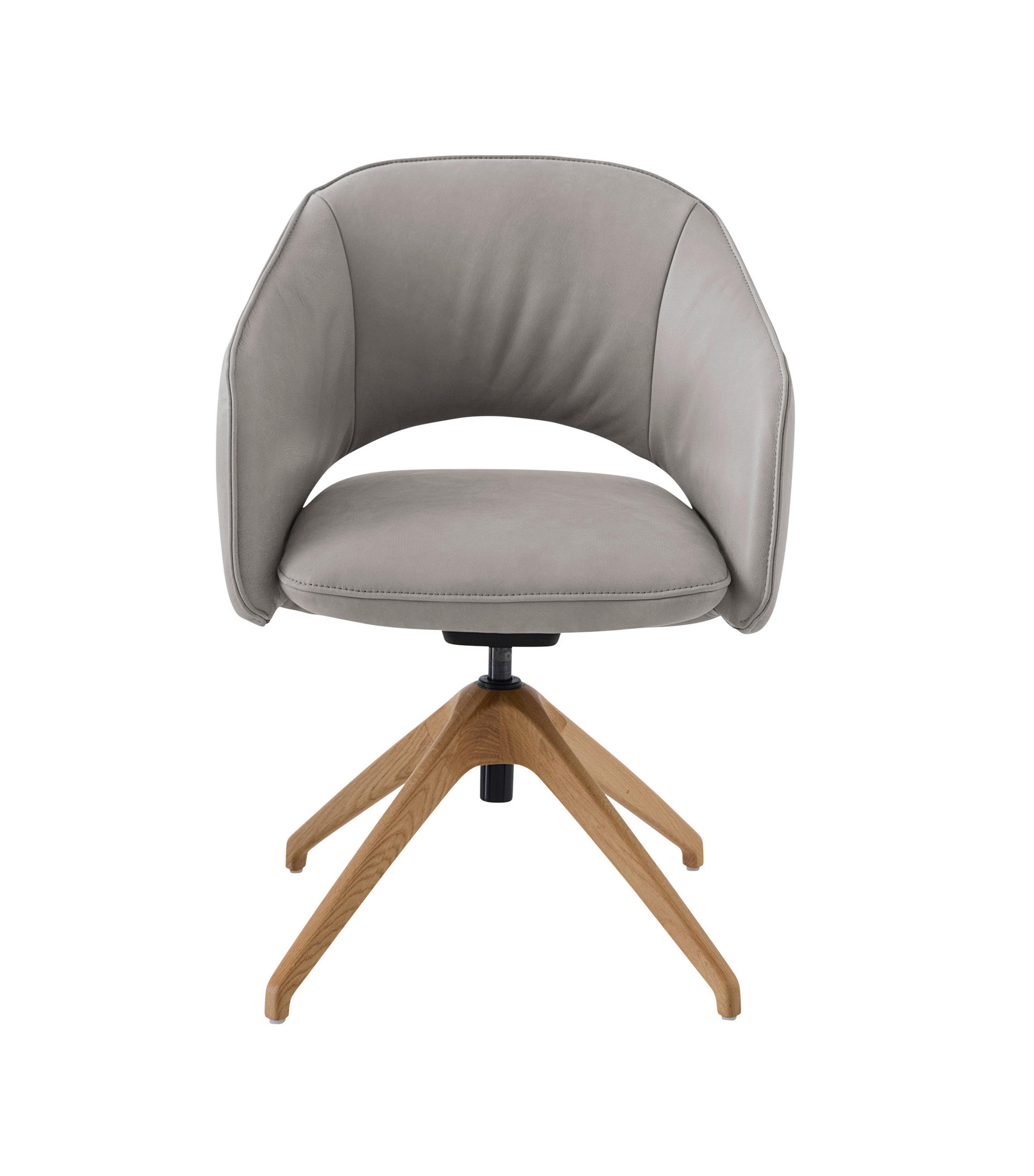 ARMLEHNSTUHL  in Echtleder naturbelassen  - Wildeiche/Grau, Design, Leder/Holz (63/74-90/57-73cm) - Koinor