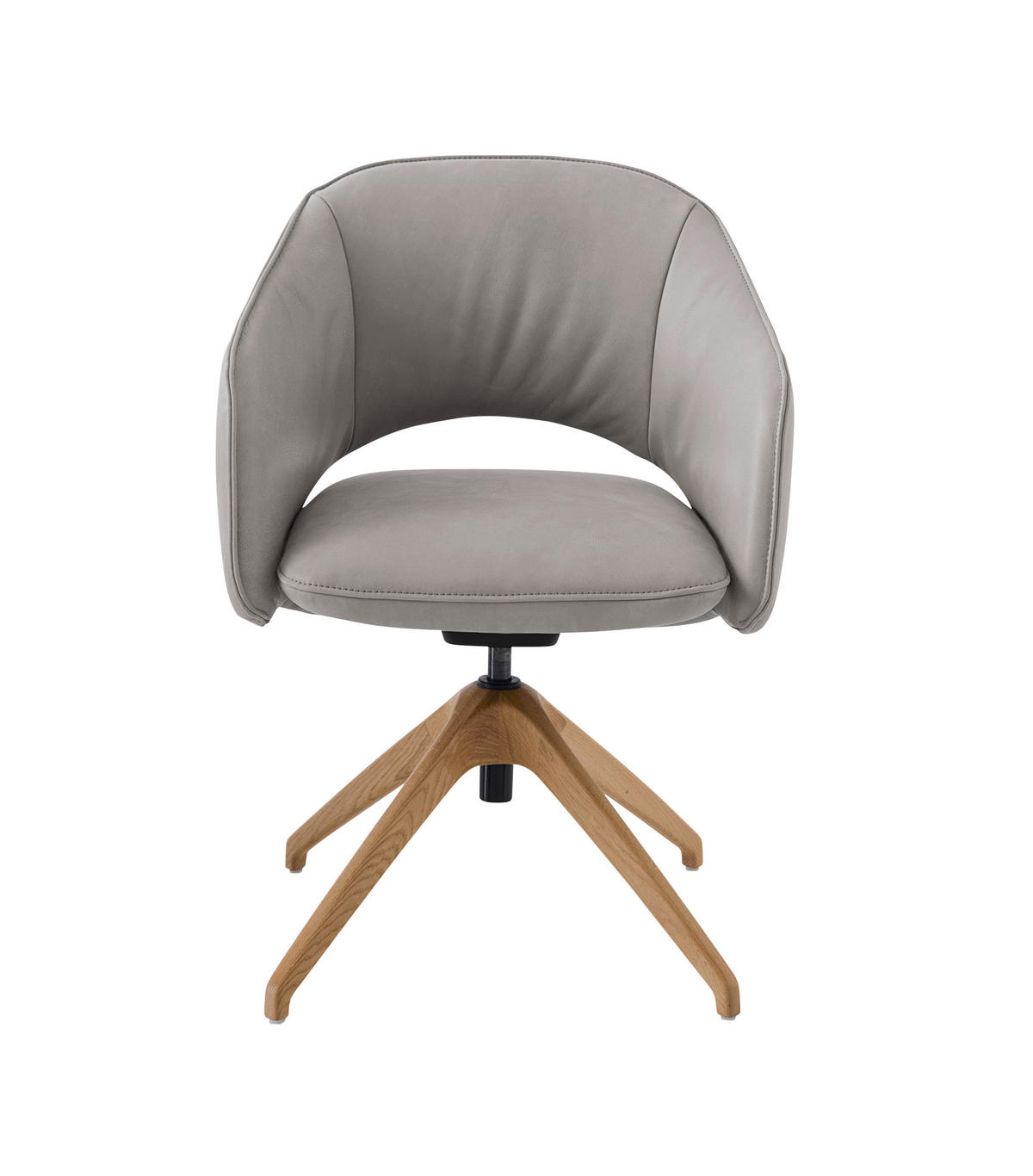 ARMLEHNSTUHL  in Echtleder naturbelassen  - Wildeiche/Grau, Design, Leder/Holz (63/74-90/57-73cm) - Koinor