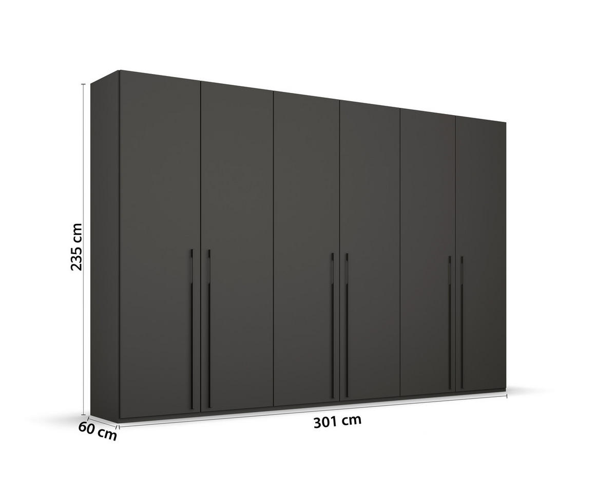 DREHTÜRENSCHRANK in Graphitfarben  - Graphitfarben, Trend, Holzwerkstoff/Metall (301/235/60cm) - Novel