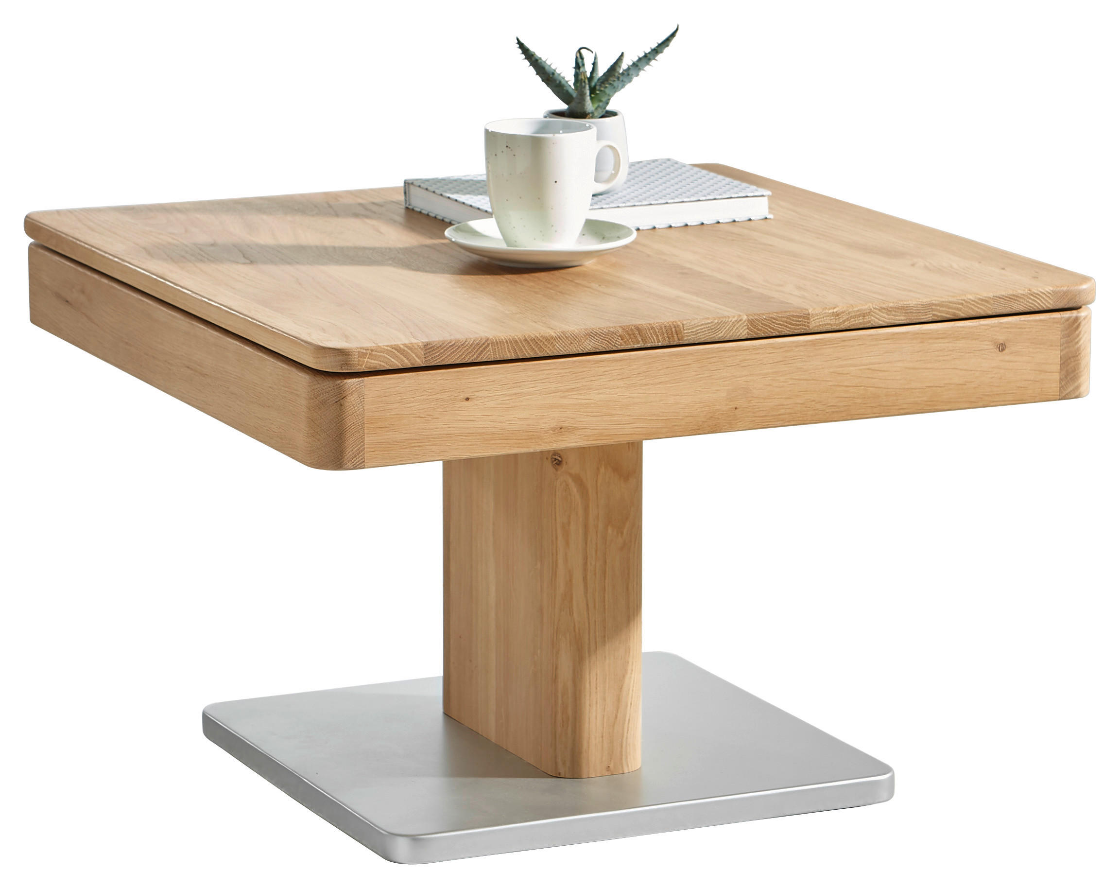 KONFERENČNÝ STOLÍK, farba duba, drevo, 70/70/45,5 cm - farba duba/hliníková, Natur, drevo/kompozitné drevo (70/70/45,5cm) - Linea Natura