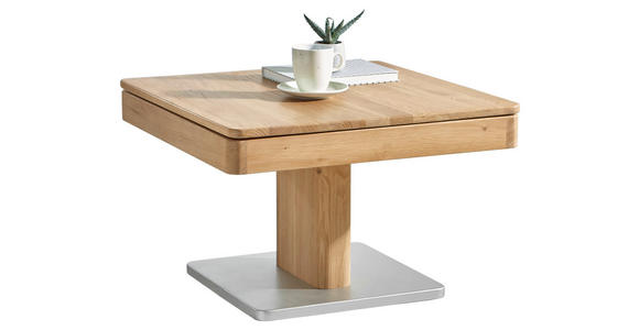 COUCHTISCH in Holz 70/70/45,5 cm  - Eichefarben/Alufarben, Natur, Holz/Holzwerkstoff (70/70/45,5cm) - Linea Natura