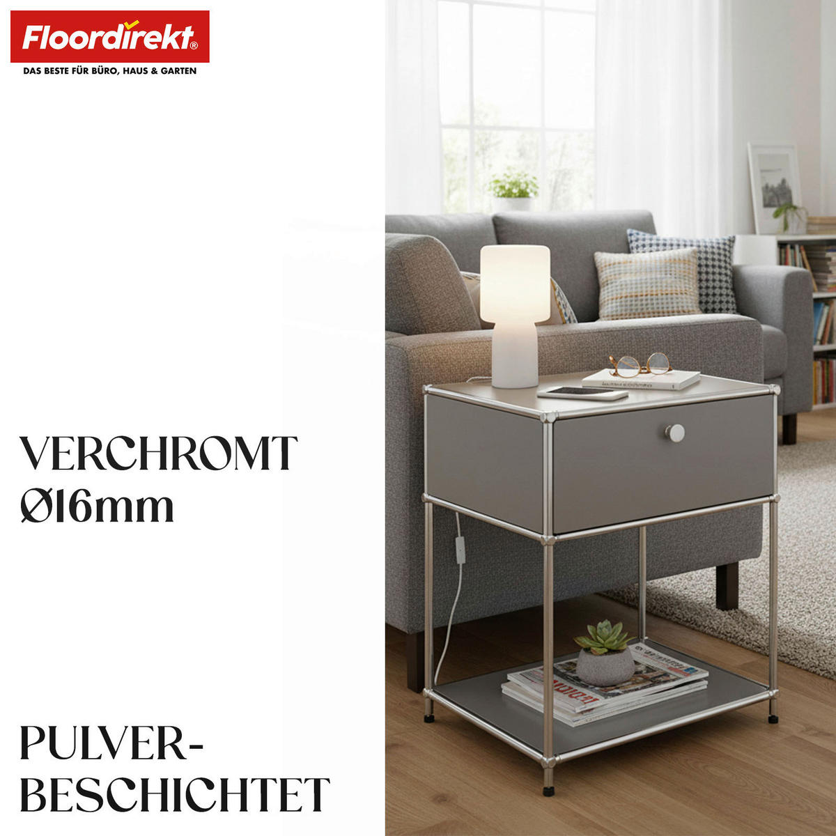 REGAL Grau  - Grau, Basics, Metall (50/65/40cm) - Floordirekt